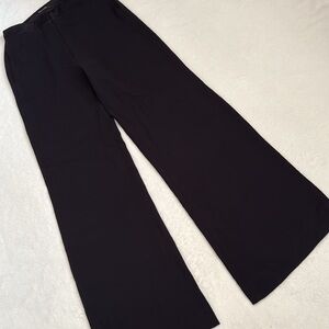 Monika Chiang | Silk High Waisted Flat Front Wide Leg Dress Pants Black (2)